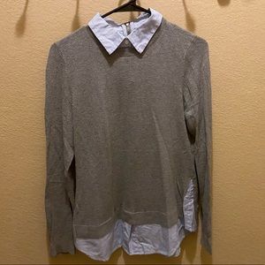Loft Grey Mock Layered Sweater